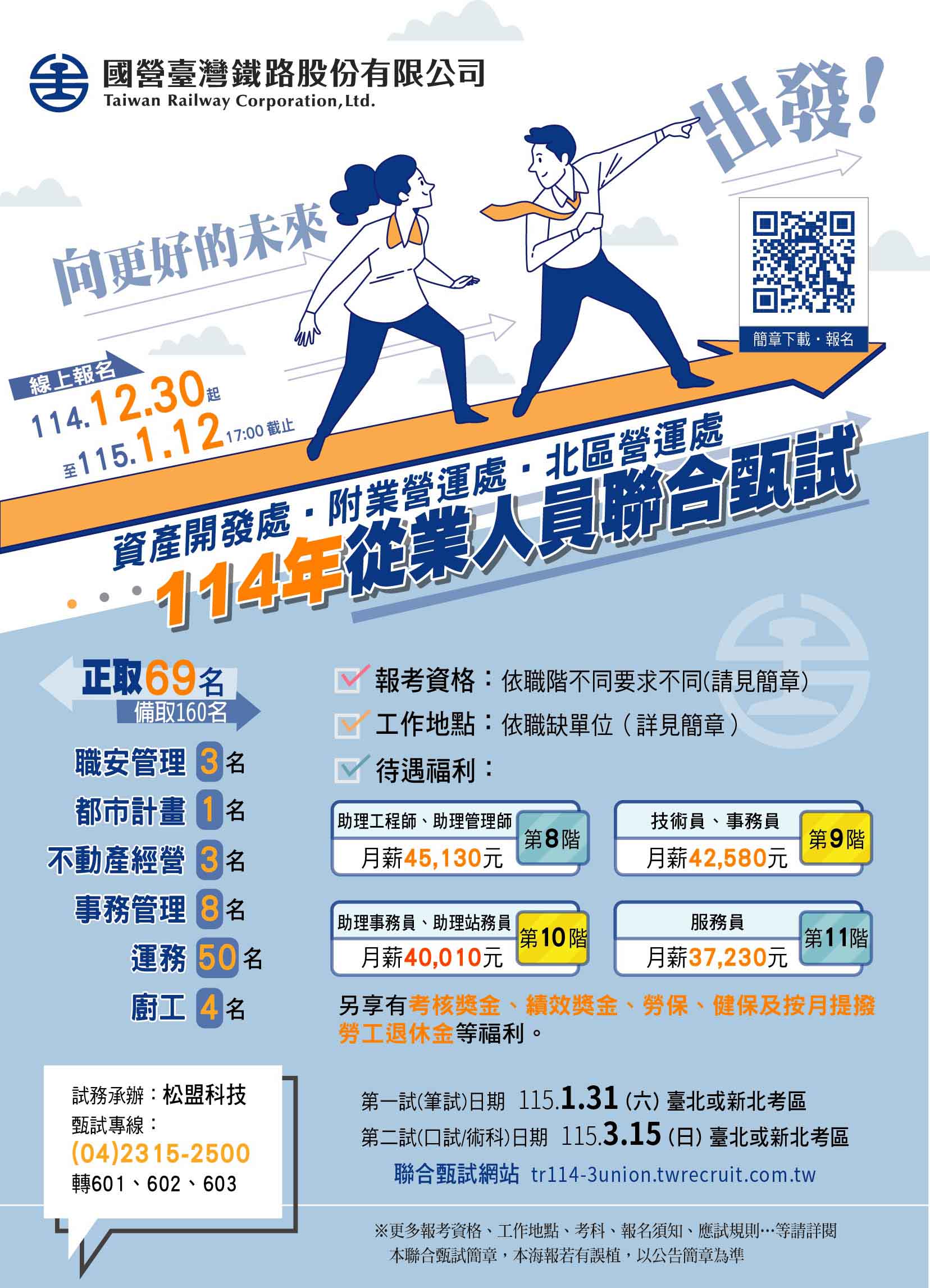 「國營臺灣鐵路股份有限公司 資產開發處、附業營 運處、北區營運處 114 年從業人員聯合甄試」甄試招考 訊息
