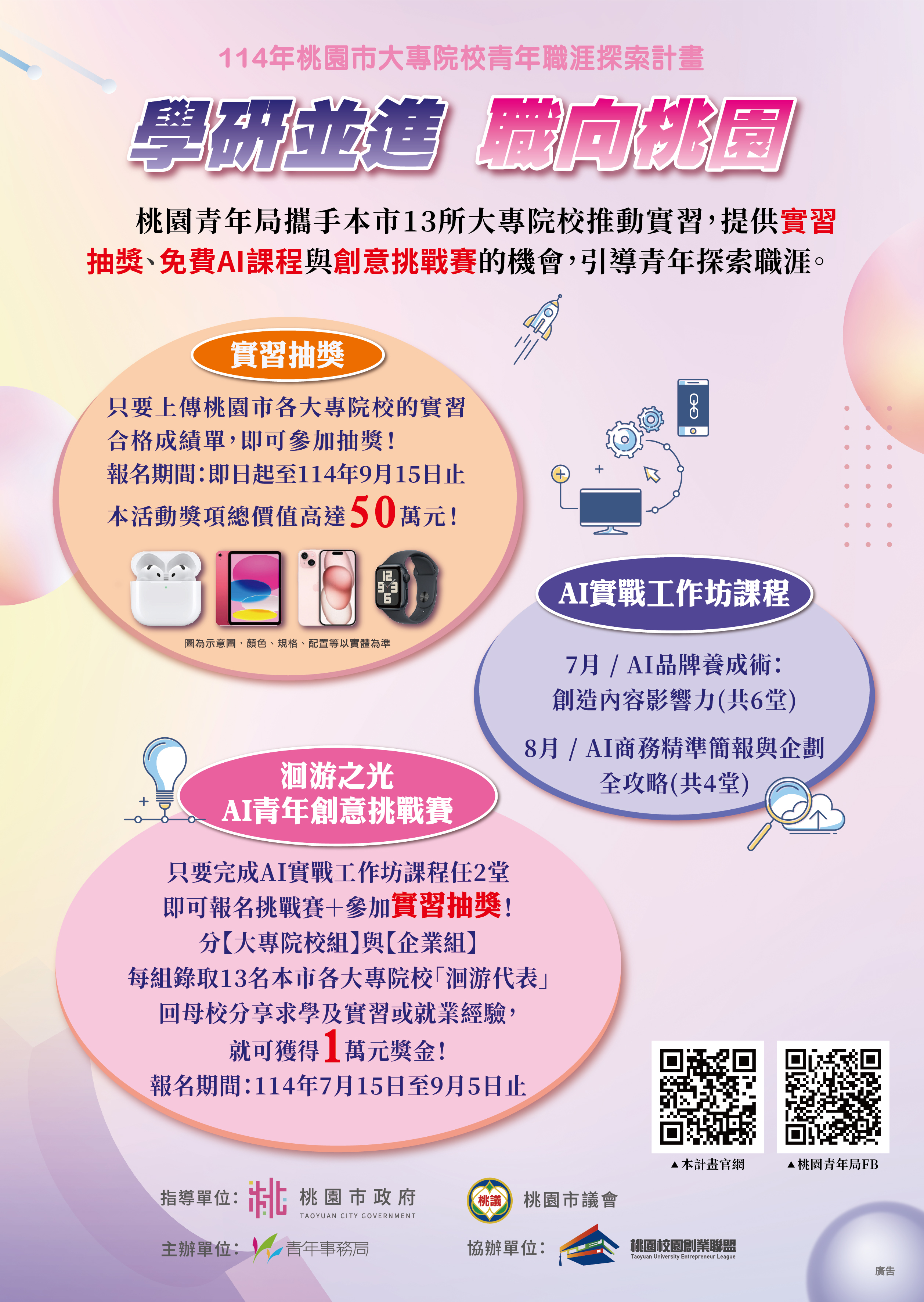 桃園市政府青年事務局「114年桃園市大專院校青年職涯探索計畫」