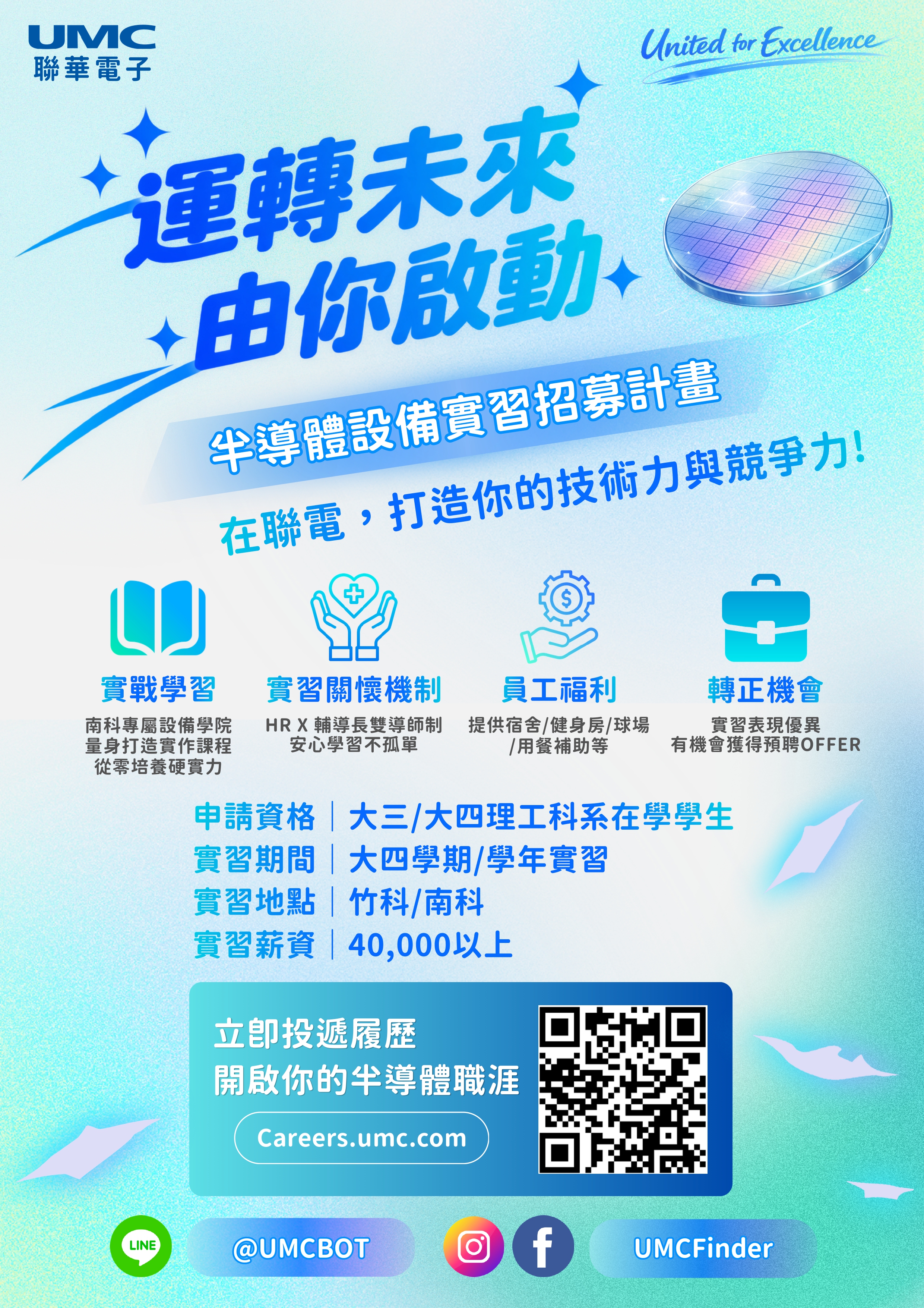 【聯華電子】大四學期半導體設備實習生招募計畫